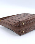 Genuine Leather Woven Style Boxed Pouch Bag