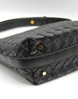 Genuine Leather Woven Style Boxed Pouch Bag