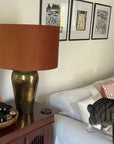 Burnt Orange Velvet & Zebra Cotton Double Sided Drum Lampshade | Handmade Ceiling Light Shade | Bespoke UK