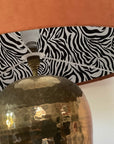 Burnt Orange Velvet & Zebra Cotton Double Sided Drum Lampshade | Handmade Ceiling Light Shade | Bespoke UK