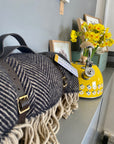 Polo Picnic Rug Blanket McKellar Tartan Checked Brown/Neutrals with Leather Strap - Beautiful Tweedmill