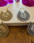 Bohemian Filigree Hoop Earrings in Gold & Silver Finish – Ethnic Statement Earrings
