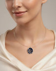 Dance of Stamens Necklace Midi, Silver Hollow Bezel with Lapis Lazuli
