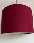 Crimson red cotton drum lampshade/ ceiling shade with a white lining