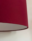 Crimson red cotton drum lampshade/ ceiling shade with a white lining