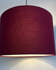 Crimson red cotton drum lampshade/ ceiling shade with a white lining