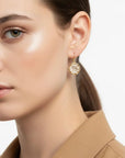 Dance of Stamens Earring Midi, Gold plated hollow bezel with fresh water baby pearls