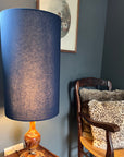 Navy Cotton Lampshade | Extra Tall Cylinder Ceiling Light Shade | Bespoke Handmade UK