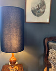 Navy Cotton Lampshade | Extra Tall Cylinder Ceiling Light Shade | Bespoke Handmade UK