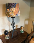 Floral Midnight Velvet Lampshade | French Drum Ceiling Light Shade | Bespoke Handmade Empire Lampshade