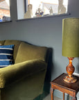 Olive Linen Lampshade | Extra Tall Cylinder Ceiling Light Shade | Bespoke Handmade UK