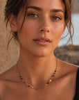 Sofia Nugget Necklace Black Onyx, Smoky Quartz & Labradorite