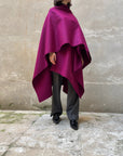 Burgundy recycled wool cape-3