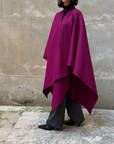 Burgundy recycled wool cape-4