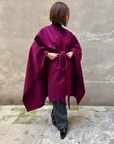 Burgundy recycled wool cape-0