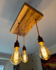 Triple Wooden Beam Chandelier - Norwegian Spruce Cluster Pendant Light
