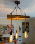 Triple Wooden Beam Chandelier - Norwegian Spruce Cluster Pendant Light