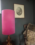 Hot pink velvet cylinder lampshade, extra tall lampshade