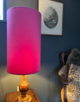 Hot pink velvet cylinder lampshade, extra tall lampshade