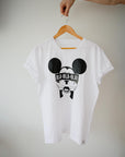 Organic Cotton Oversized T-Shirt with Mickey Graphic & Slogan by Black Giraffe Brand at www.brixbailey.com