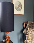 Black Cotton Lampshade | Extra Tall Cylinder Ceiling Light Shade | Bespoke Handmade UK