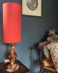 Burnt Orange Cotton Lampshade | Extra Tall Cylinder Ceiling Light Shade | Bespoke Handmade UK