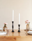 Low Diamond Hand Forged Iron Candle Stand