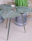 Luxury Ramai Three Leaf Side Table, stylish green and gold boho accent table, nature-inspired home decor by Maravi at brixbailey.com
