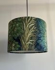 Forbidden forest velvet, drum lampshade /ceiling shade with a white lining