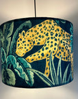 Leopard jungle velvet, drum lampshade /ceiling shade with a white lining