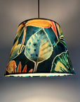 Multicoloured Rainforest Leaves Velvet French Drum Lampshade | Handmade Ceiling Light Shade | UK