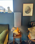 Grey velvet cylinder lampshade, extra tall lampshade