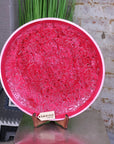 Luxury Paluru fuchsia pink large decorative bowl, handcrafted wooden henna-style floral centerpiece, premium home decor by Maravi at brixbailey.com