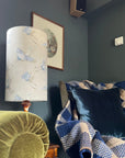 Flying Birds Cream Cotton Lampshade | Extra Tall Cylinder Ceiling Light Shade | Bespoke Handmade UK