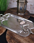 Luxury heart-handle serving trays set, elegant aluminium Punji trays for stylish hosting, best-selling decorative silver trays by Maravi at brixbailey.com