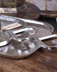 Luxury heart-handle serving trays set, premium aluminium distressed silver, elegant decorative or functional hostess gift, best-selling home decor by Maravi at brixbailey.com