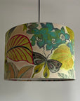 Floral pastel velvet, drum lampshade /ceiling shade with a white lining