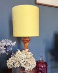Lemon cotton drum lampshade/ ceiling shade with a white lining