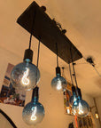 Matt Black Canopy Wooden Beam Chandelier