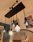 Matt Black Canopy Wooden Beam Chandelier