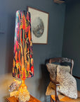 Botanical black velvet cone lampshade, extra tall lampshade