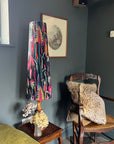 Botanical black velvet cone lampshade, extra tall lampshade