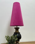 Hot Pink Velvet Lampshade | Extra Tall Cone Light Shade | Bespoke Handmade UK