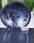 Luxury Kentra Mosaic Bowl, handcrafted clay decorative bowl with grey glitter glass tiles, 28cm elegant home decor centerpiece by Maravi at brixbailey.com