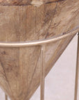 Luxury Tamia wooden cone side table, handcrafted mango wood with gold metal frame, stylish modern accent piece by Maravi at brixbailey.com