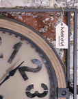 Premium industrial wall clock, rugged metal frame with laser-cut face, vintage-inspired hands, stylish home office decor by Maravi at brixbailey.com