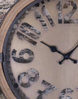 Premium industrial wall clock, rugged metal frame with laser-cut face, vintage-inspired hands, bold numerals, stylish home office decor by Maravi at brixbailey.com