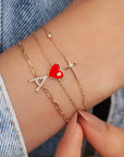 Diamond Enamel Heart Bracelet
