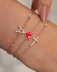 Diamond Enamel Heart Bracelet