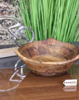 Lailak large wooden fruit bowl, premium mango wood with three-point rustic design, stylish kitchen decor, best-selling handcrafted serving bowl by Maravi at brixbailey.com